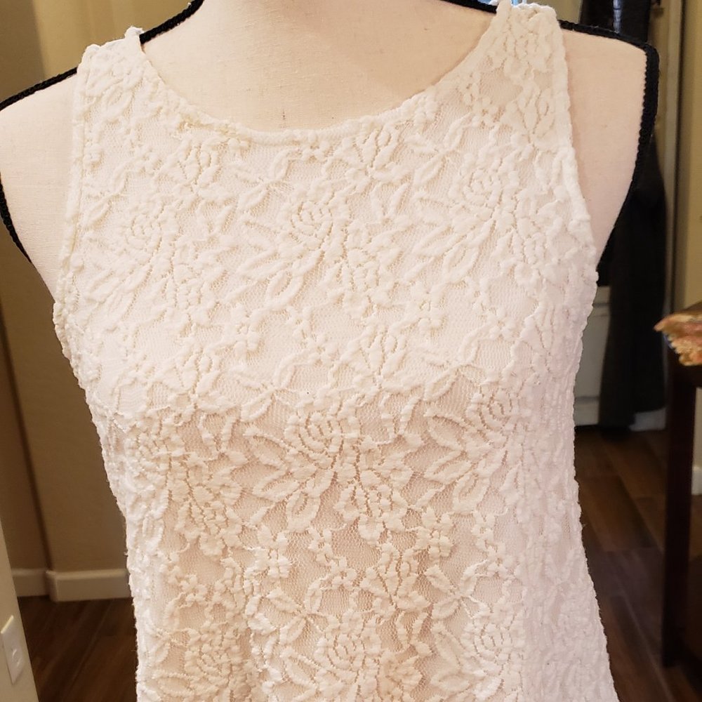 Cream Stretch Lace Summer Top